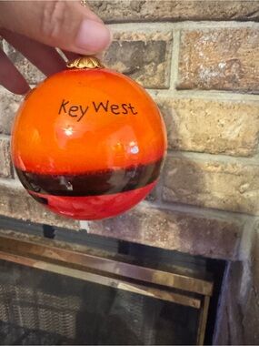 Key West Glass Holiday Ornament in Orange and Red